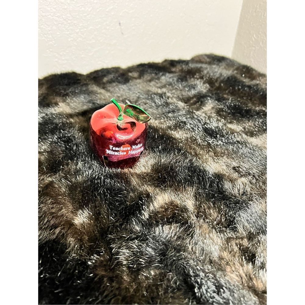 Vtg Shiny Red Jingle Bell apple teacher 3.25” tall